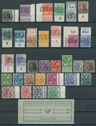 Germany 1948 Currency Reform Selection Mnh,  1954 1dm Booklet Vf