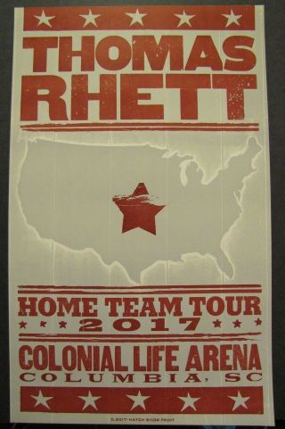 Hatch Show Print Poster Thomas Rhett 2017 Home Team Tour Colonial Life Arena Sc