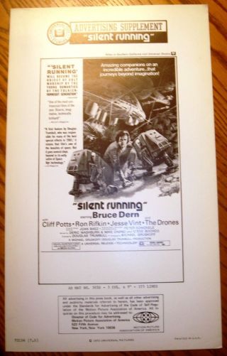 Silent Running 1972 Movie Pressbook Vintage Film Ads Bruce Dern