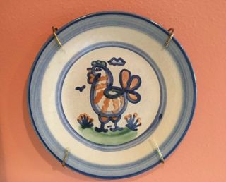 Vintage M A Hadley Art Pottery 9 " Plate - Country Chicken