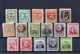 10424 Spain,  1936,  Mh And Mnh Stamps Nr:1 - 16 With Overprint