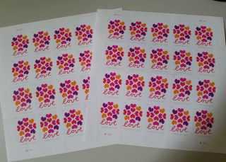 Usps Love Hearts Blossom Two X 20 = 40 2019 Forever Postage Stamps