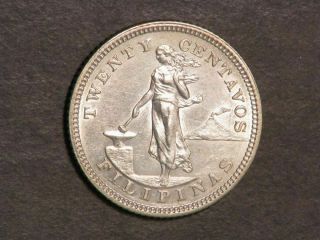 Philippines 1904 20 Centavos Silver Au - Unc - Mtg=11000 - Key Date