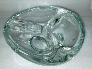 Heavy Vintage Mcm Glass Kosta Boda Sweden Ashtray,  Clear Scandinavian Glass,