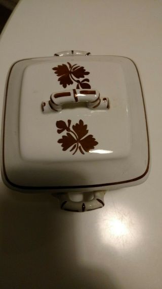 Vintage Alfred Meakin Tea Leaf Ironstone China Square Soap Dish with Lid 2