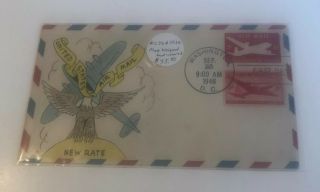Mae Weigand Hand Colored United States Airmail First Day Cover 9/25/46