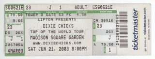 Rare The Dixie Chicks 6/21/03 Nyc Ny Madison Square Garden Full Ticket Msg