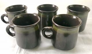 Franciscan Madeira Coffee Cocoa Mugs Set Of 5 Vintage Brown Green Vintage 3 3/4”