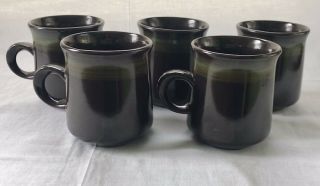 Franciscan Madeira Coffee Cocoa Mugs Set Of 5 Vintage Brown Green Vintage 3 3/4” 2