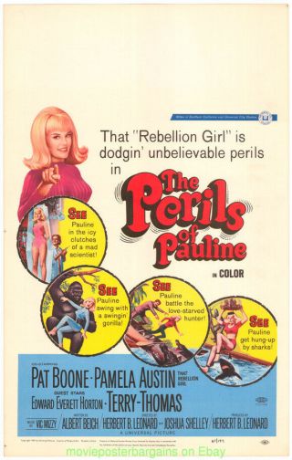 The Perils Of Pauline Movie Poster 14x22 Inch Window Card 1967 Comedy