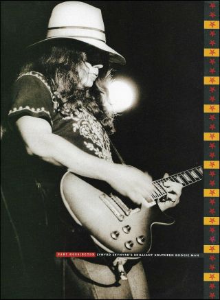 Lynyrd Skynyrd Gary Rossington Onstage With Gibson Les Paul Guitar Pin - Up Photo