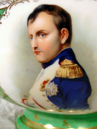 2 Royal Vienna Green Austrian Porcelain Napoleon LeFebure Portrait Punch Bowls 3