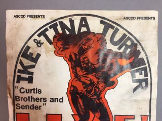 Ike & Tina Turner Orginal 1970s Concert Poster Collage Of Desert California