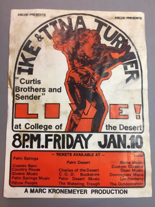 Ike & Tina Turner Orginal 1970s Concert Poster Collage Of Desert California 3
