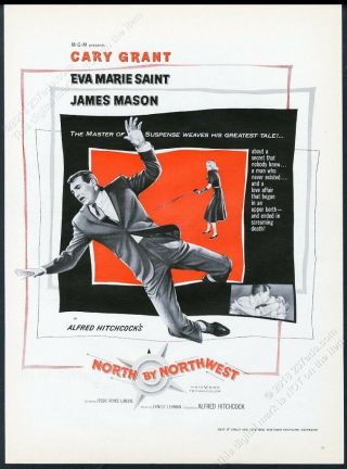 1959 North By Northwest Alfred Hitchcock Movie Cary Grant Photo Vintage Print Ad