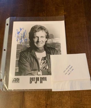 Billy Joe Royal - Autographed/signed 8x10 Photo - With Napkin From Dinner