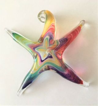 Luke Adams Hand Blown Glass Starfish Awesome Colors