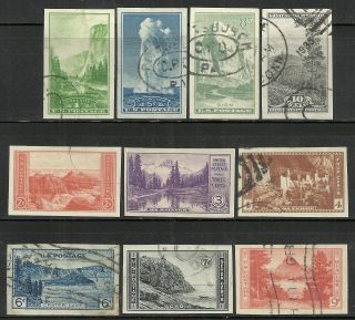 Us Stamps Scott 756 - 765 National Parks Imperforate Issues Of 1935 -