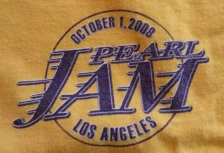 Pearl Jam T - Shirt Los Angeles,  Ca Lakers Theme Size Xl Oct.  1st 2008