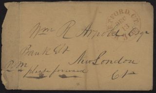 1852 Us Stampless Cover W/letter & Red Hartford,  Ct Pmk To London - Gambling
