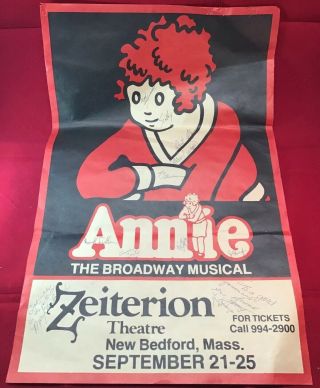 Annie The Broadway Musical Cast Signed Framed Poster Cast Autographs Fs