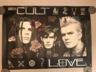 Cult Poster Promo,  Love,  Sire Records 1985,  Rolled,  23x33,  Imperfect