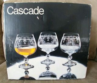 Set Of 6 Cascade Crystal Brandy Cognac Etched Glasses Snifter 250 Ml