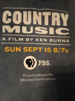 Country Music: A Film By Ken Burns.  Size Medium Promotional Shirt.  Pbs