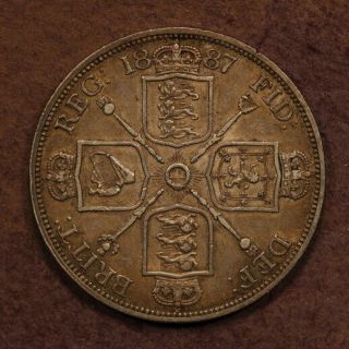 Great Britain Double Florin 1887 Roman I Silver Crown Chvf