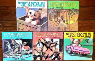 Vintage 1984 Gremlins Read - Along 5 Book Complete Set - Record Lp Movie Series