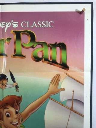 PETER PAN Movie Poster (VeryGood) One Sheet 1989 ReRelease Walt Disney 1679 3