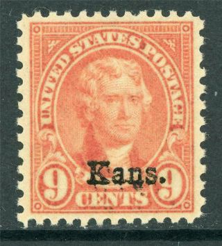 Usa 1929 Kansas 9¢ Jefferson Scott 667 Very Fine Hinged J225