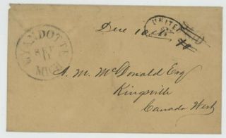 Mr Fancy Cancel Stampless Cover Wyandotte Mich Cds To Canada Due 6p 1997ascc$60,