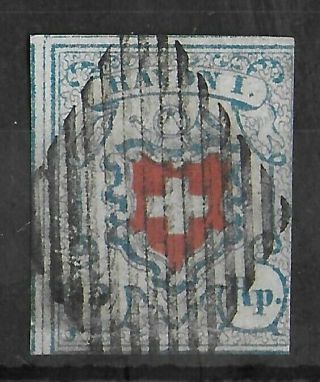 Switzerland 1851 Rayon I 5 Rp Blue Michel 9ii Cv €130