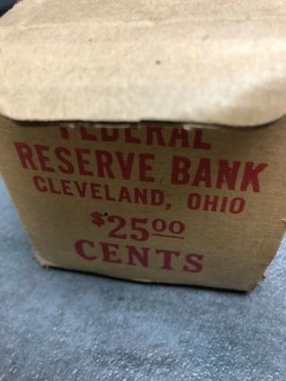 50 Rolls 1960 - D Lincoln Penny Federal Reserve Bank Wrap STRAPPED BOX $25 Face 3