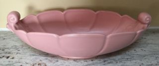 Vtg Abingdon Usa Art Pottery Console Bowl Pink 532 Fern Leaf