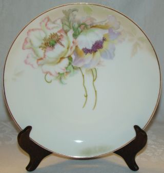 Vintage P V Vessra Germany Hand Painted Flowers 8 3/4 " Dish Plate
