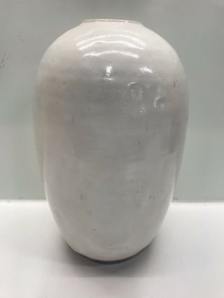 Vintage 1989 Ben Owen Iii 9 - 1/2 " Large White Egg Vase Seagrove Nc Signed