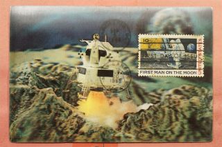 1969 Fdc C76 Moon Landing Apollo 11 Holographic Postcard