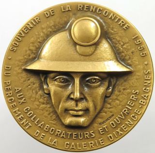Switzerland Medal Bergbau 1955 Huguenin 40mm 30g P47 629
