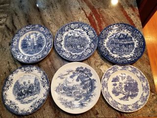7 Vintage Dinner Plates England 