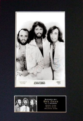 Bee Gees Rare Signed By All 3 Brothers - Autographed Mounted Photograph