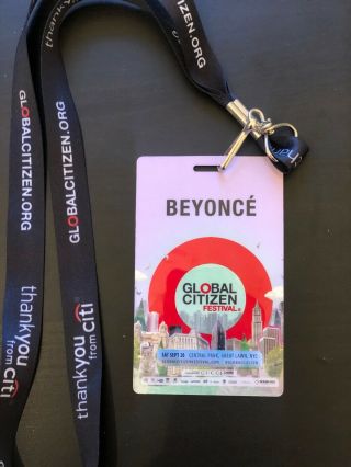 Beyonce Global Citizen Festival Artist Pass Central Park Nyc Memorabilia