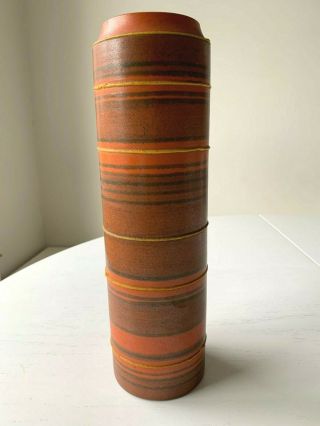 Vintage Large Mid Century Modern Striped Raymor Art Pottery Vase Italy 13 " Tall