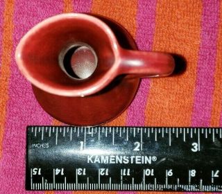 Miniature Mini Pottery Burgundy Red Pitcher Flower Vase With Handle 3