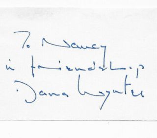 Dana Wynter Autographed Index Card Invasion Of The Body Snatchers Star