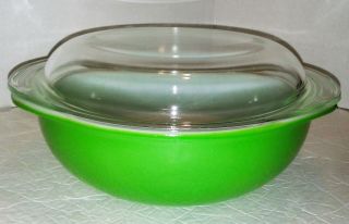 Vintage Pyrex Bright Kelly Green 2 Qt.  Round Casserole Dish 024 W/glass Lid Euc