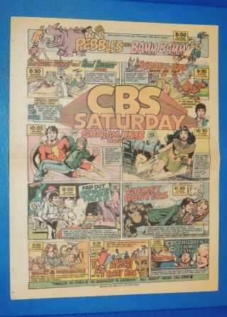 Vintage 1975 Ad Cbs Saturday Morning Cartoons Scooby Doo Flintstones Shazam Etc.