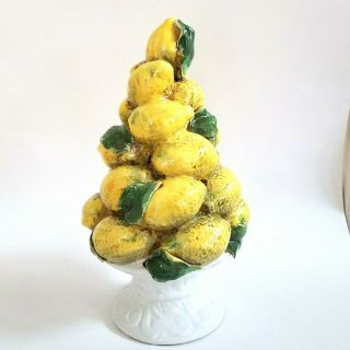 Vintage Italian Majolica Lemon Tree Topiary Centerpiece Ceramic Large 15” Tall