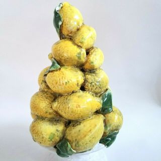 Vintage Italian Majolica Lemon Tree Topiary Centerpiece Ceramic Large 15” tall 3